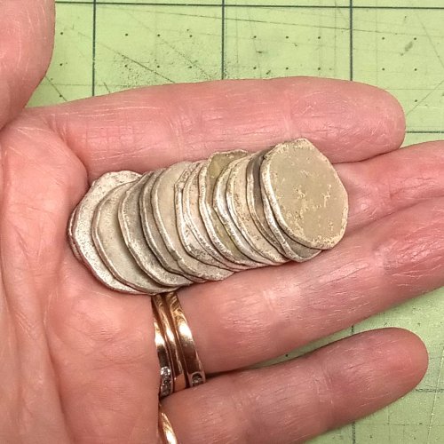 Judy Larson's Recycling Scrap Into Sheet Metal - Step 7, Metalwork, Stamping, Stamps, Butane Torch, Soldering, Solder, 1,400-year-old half follis